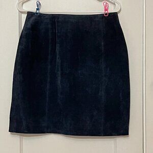 Savannah VTG 100% leather suede blue navy skirt 10 petite (fits like size 6)